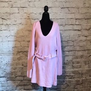 Leith pink belted sweater dress